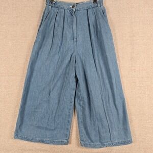 Doncaster‎ Vintage Blue Denim Pleated Culottes Wide Leg Petite Pants 8P